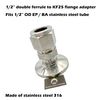1/2" Double Ferrule Compression fitting to KF25 Flange Adapter (1/2" double ferrule to KF25)