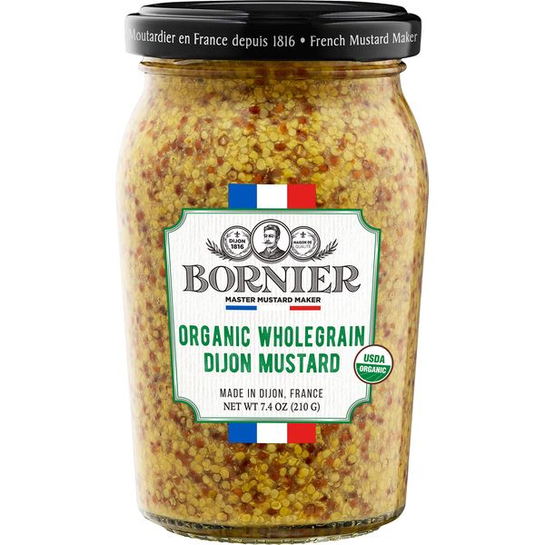 BORNIER Dijon Mustard, Organic Wholegrain, 7.4 Ounce