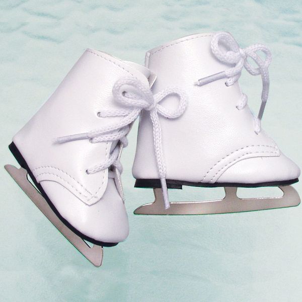 Sophia's 18" Doll Faux White Leather Ice Skates