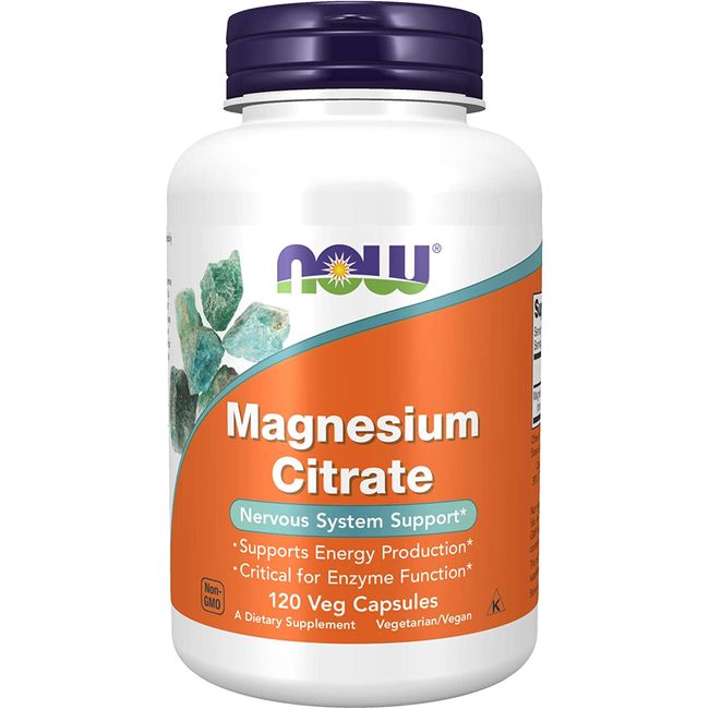 NOW Supplements, Magnesium Citrate, Enzyme Function*, Nervous System Support*, 1