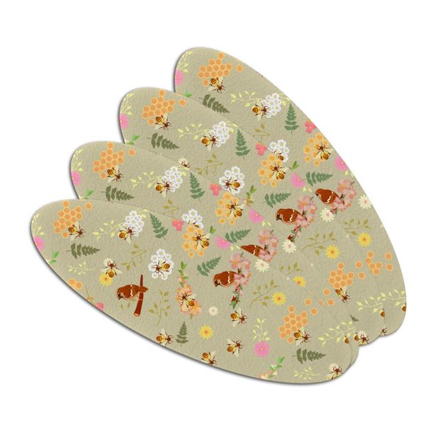 The Birds and the Bees Pattern Double-Sided Oval Nail File Emery Board Set 4 Pack
