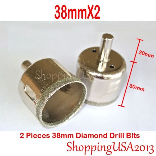 2 piece 38mm Diamond tool drill bit hole saw set glass ceramic marble tile@@