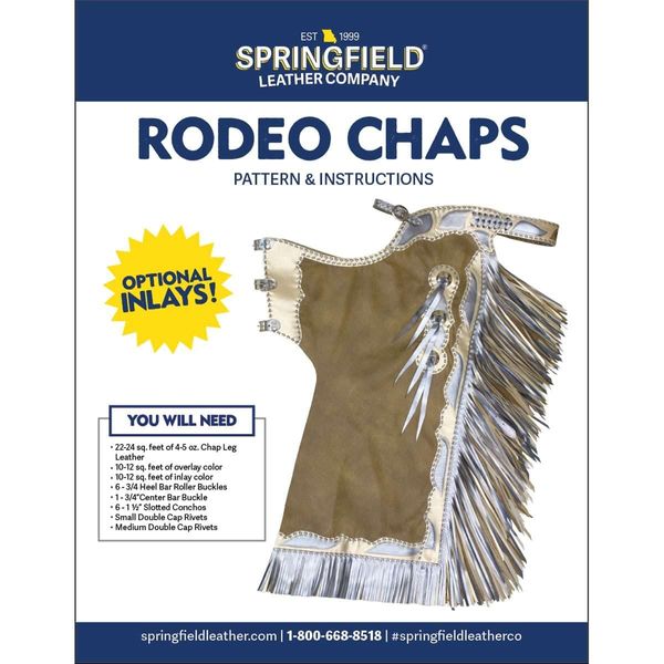 SLC Western Rodeo Chaps Leather Pattern Pack with Insturctions for Advanced Leathercrafters