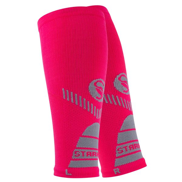STARK SOUL 2 Paar Waden Kompressionsstrümpfe ohne Fuss für Damen und Herren, Sport Wadenstulpen, Wadenbandage, Beinlinge, Pink, Gr. L
