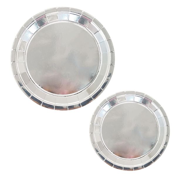40pcs Silver Paper Plates 7 & 9inch Disposable Foil Silveren Party Dishes Tableware Decor for Birthdays, Wedding Celebration Metallic Silver Plate for Christmas Party Supplies Table Decorations