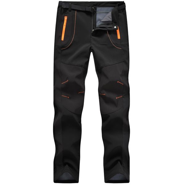 Rdruko Men's Snow Ski Pants Waterproof Insulated Winter Outdoor Hiking Fleece Pants with Belt(Black,US XXL)