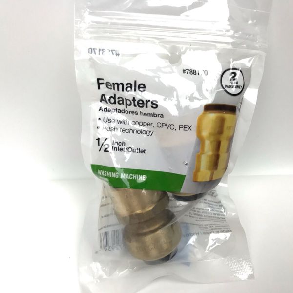 Apollo 1/2” Female Adapters for Washing Machine 2-Pack 788170