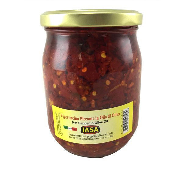 Iasa Peperoncino Piccante Hot Red Peppers in Olive Oil 100 Gr Jar