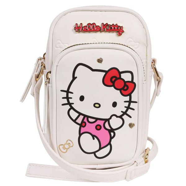 Hello Kitty sachet, small handbag with adjustable strap, mini handbag, white 18x6x12 cm