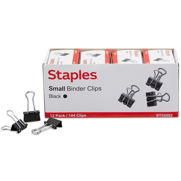 Staples Small Metal Binder Clips Bulk PK Black 3/4" Size with 3/8" Capacity