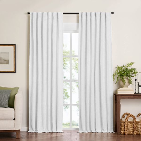 Elrene Home Fashions Harrow Solid Texture Blackout Single Window Curtain Panel, 52"x84", White