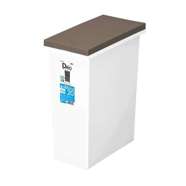 Shinki Synthetic Dragonfly Deo Keep Trash Can Deodorizing, Antibacterial, With Seal, One-Touch Open, 20 LD, White, Width 7.3 x Depth 13.2 x Height 17.3 inches (18.5 x 33.5 x 44 cm), Lid Included, Made