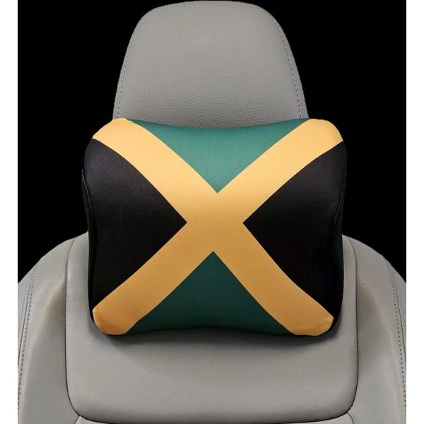 Jamaica Flag Headrest Neck Support Pillow with Memory Foam (2 Pack)