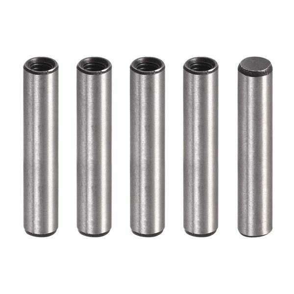 uxcell M4 Internal Screw Knock Pins, 0.2 x 1.2 inches (6 x 30 mm), Chamfered Flat Carbon Steel, Cylindrical Pin, Bed, Bookcase, Hardware, Industrial Pins, Pack of 5