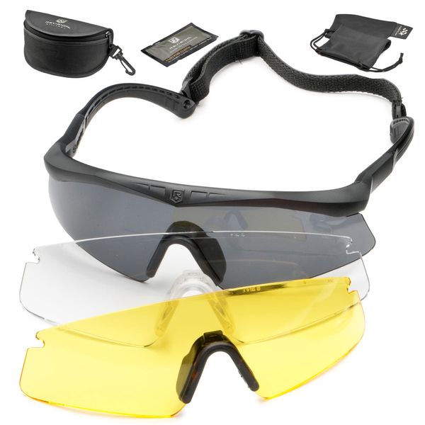 Revision Military Sawfly Tactical Deluxe Yellow Kit – Clear, Smoke and Yellow Lens, Black Frame, Large – Anti-Fog, Tactical Military Ballistic and Eye Protection Glasses