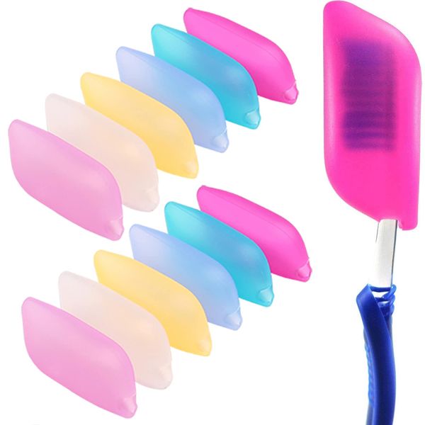 V-TOP Silicone Toothbrush Case Covers, 12 Pack Toothbrush Head Covers for Travel, Tooth Brush Covering for for Home and Outdoor