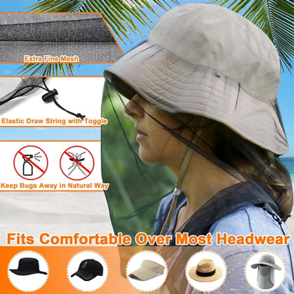 Face Mask Neck Hood, Mosquito Head Net Mesh for Bugs Gnats No-see-ums Screen.