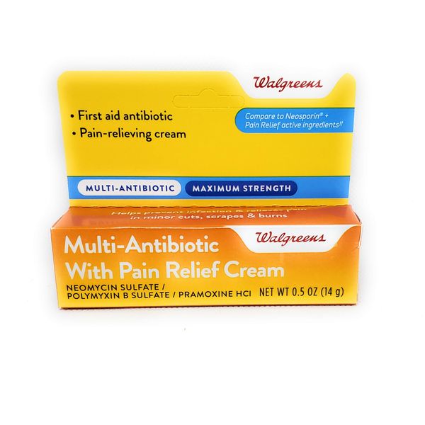 Walgreens Maximum Strength Multi Antibiotic Cream with Pain Relief, .5 oz