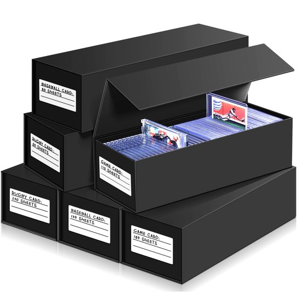 6 Pack Trading Card Storage Box, Magnetic Closure Toploaders Card Storage Protectors Holding 5400+ Sleeved Cards Fit for MTG TCG and Sport Cards