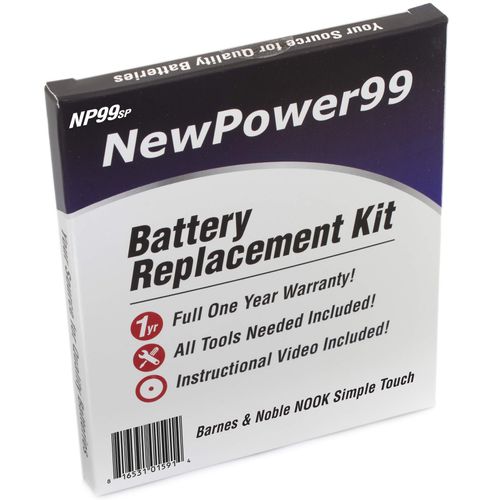 NewPower99 Battery Kit for The Barnes and Noble Nook Simple Touch with Tools, Video and Battery from