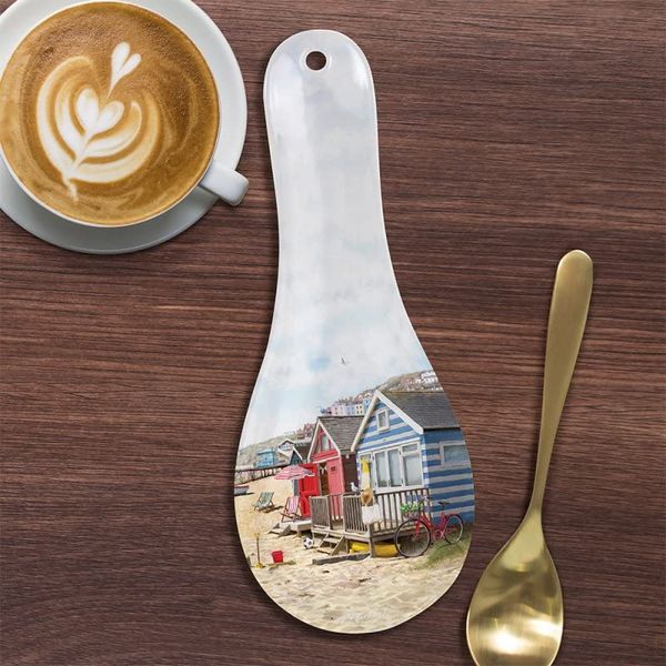 Sandy Bay Spoon Rest Utensil Trivet Holder Watercolour Beach Sea Vacation Design