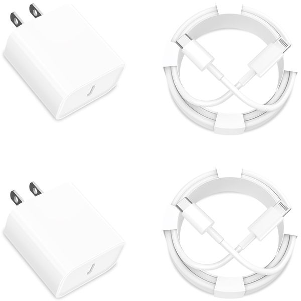 [Apple MFi Certified] iPhone Charger Fast Charging, Redpark 2Pack PD 20W USB-C Power Adapter Type-C Wall Charger with 6FT Type-C to Lightning Cable for iPhone 14 13 12 11 Pro Max XS XR X iPad AirPods