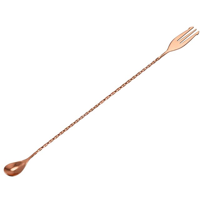 uxcell Bar Mixing Spoon Stainless Steel Cocktail Spoon 30cm Long Handle Spa with Iral Pattern for Bartender or Home Use, Rose Gold