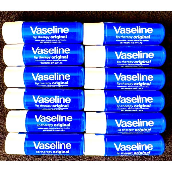 12pk VASELINE LIP THERAPY ORIGINAL CHAPSTICK W PETROLEUM JELLY LIP BALM EX3/2027