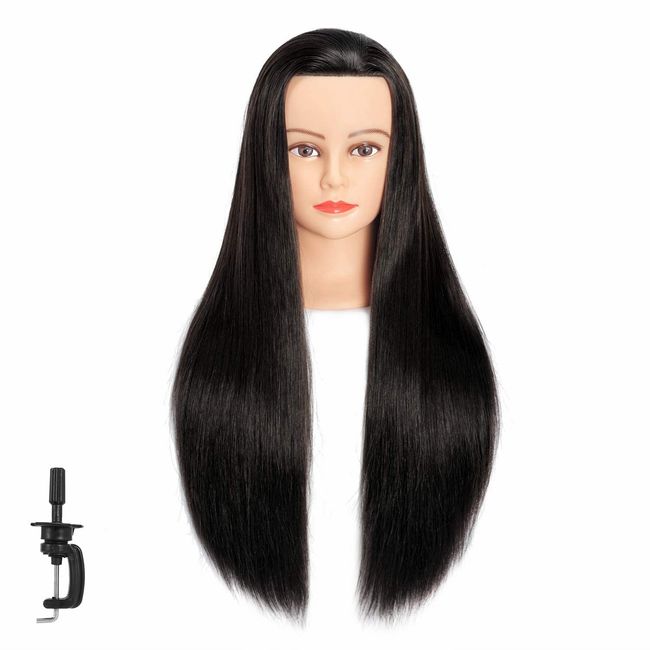 Mannequin Head 100% Real Hair Training Head Hairdresser Cosmetology Manikin Doll Head Mannequin Head with Human Hair for Braiding Practice Hairstyle