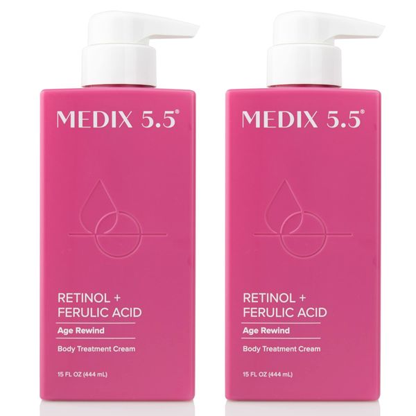 Medix 5.5 Retinol Body Lotion Firming Moisturizer & Crepey Skin Care Treatment, Anti Aging Retinol Body Cream Targets Look Of Wrinkles, Sagging Skin, Stretch Marks, & Sun Damaged Dry Skin, 2-Pack