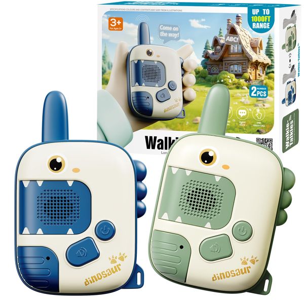 Kids Walkie Talkies Toys for Boys:Dinosaur Toys 2 Pack Birthday Gifts for 3 4 5-7 8 Year Old Boys Toys for 4 5 6 7 8-10 Year Old Camping Outdoor Games,Christmas Stocking Stuffers for Boys Girls