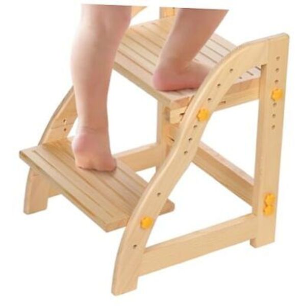 Wooden Step Stool for Kids, Kitchen Toddler Step Stool for Bathroom Natural