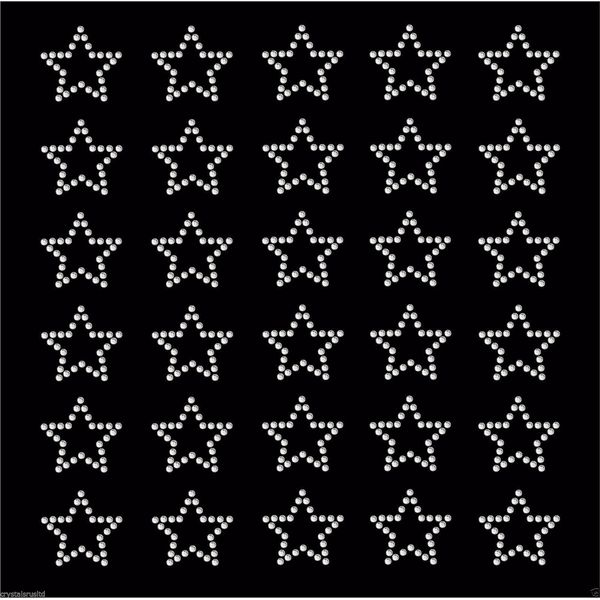 Clear 30 Star Iron-On Rhinestone Crystal Bead Gem Bling