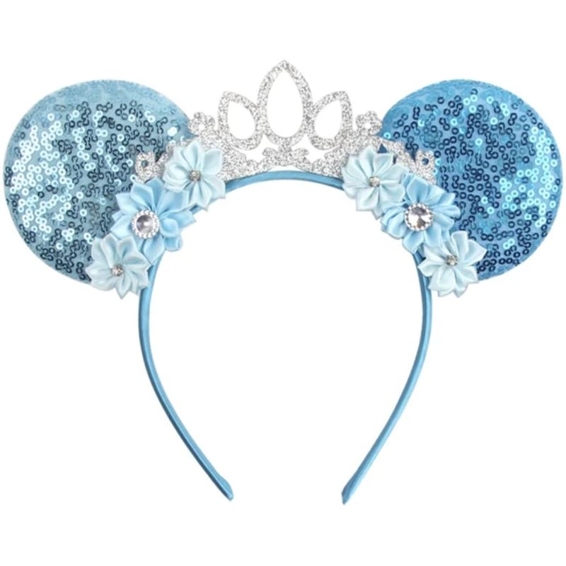 CLGIFT Collection D'Oreilles Minnie – Lot De 5 Modèles (Marron, Argent/Doré, Bleu, Arc-en-ciel, Paillettes Rouges) – Fabriqué Main
