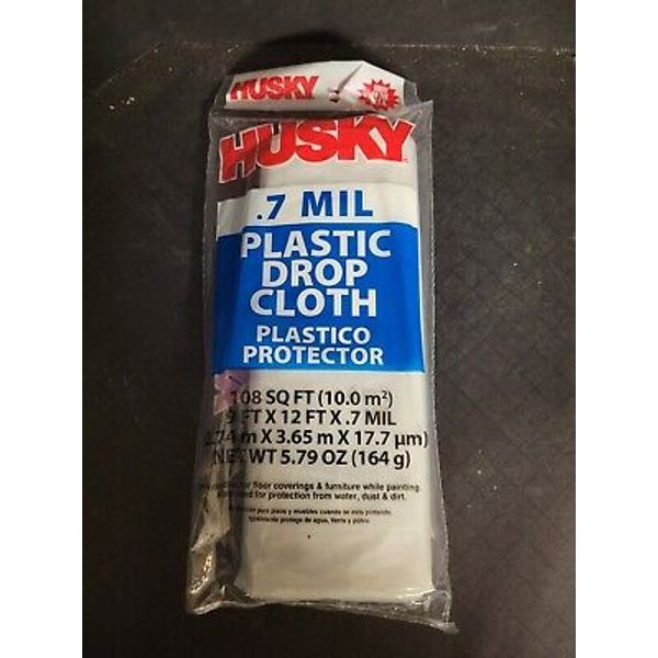 Husky PLASTIC PAINTER DROP CLOTH Sheeting Paint .7 Mil 9'x12' ft 108 Sqft