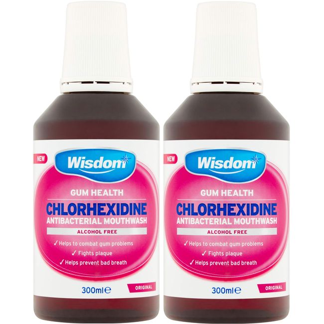 Wisdom Chlorhexidine Mouthwash - Original - Alcohol Free (2 x 300ml Bottles)