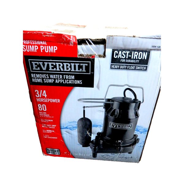 Everbilt HDS75 Professional Sump Pump 3/4 HP Cast Iron