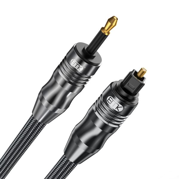 EMK Optical Audio Cable, Digital Sound Toslink zum Mini -Toslink Kabel 3.5 SPDIF Kabel-Optikkabel [nicht eins 3,5mm-Aux Kabel] Optisches Audiokabel (Gerade Mini-Toslink Schwarz, 3M)