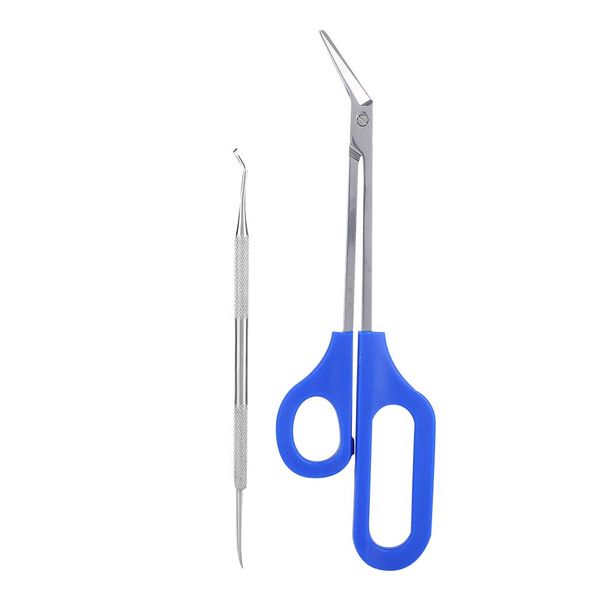 Long Handled Toenail Scissors, Extra Long Nail Scissors Clippers and Nail File for Thick Nails, Easy Reach Handle Stainless Steel Cuticle Scissor Ingrown Toenail File