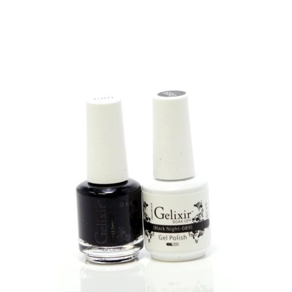 Gelixir matching color gel & nail lacquer Black Night - 089