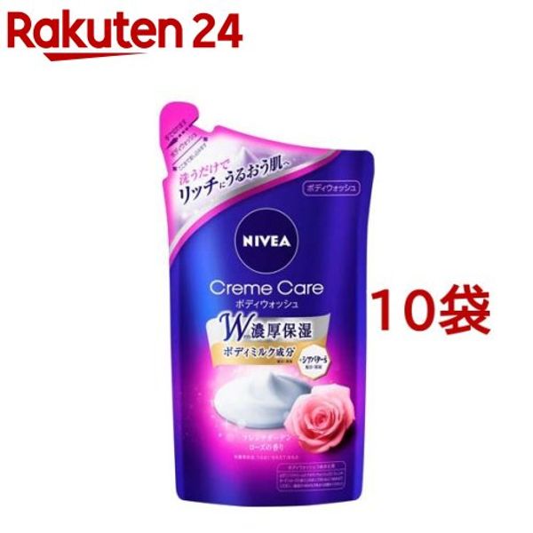 Nivea Cream Care Body Wash French Garden Rose Refill (360ml x 10 bags set) [Nivea] [Body Soap Recommended Foam Moisturizing Moist Dry Skin]