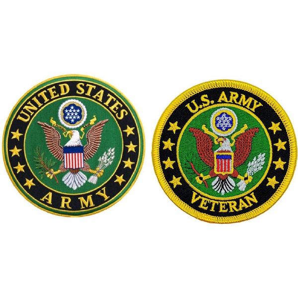 Patch Force US Army Logo US Army Veteran Embroidered Patch - 2pc Bundle Iron on Sew on B131