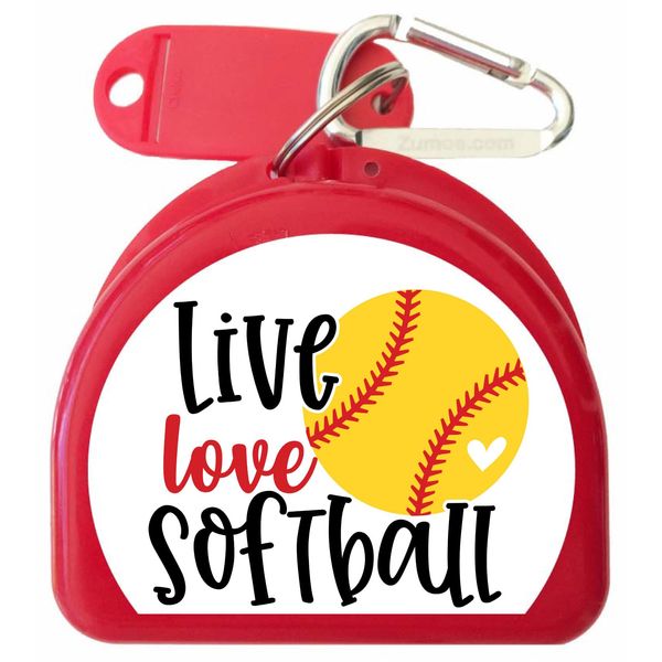 Softball Mouthguard Case with Carabiner & ID Tag (Red)
