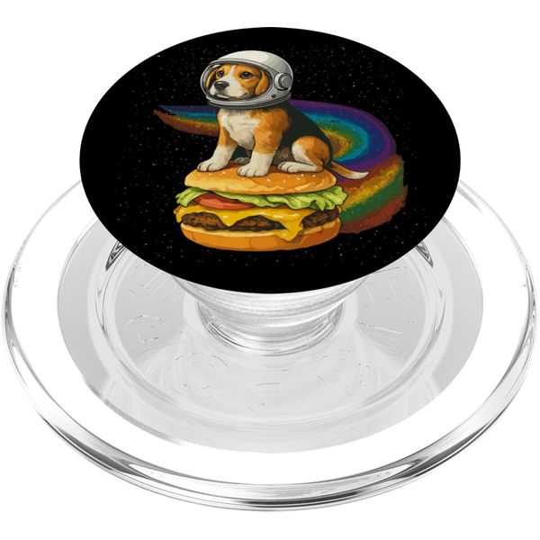 Astronaut Dog on Cheeseburger – Cute Space Beagle PopSockets PopGrip for MagSafe