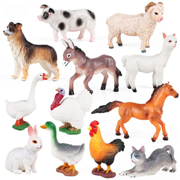 RCOMG 12pcs Farm Animal Toys for Kids, Realistic Farm Animals Set with Goose Duck Dog Pig Horse etc