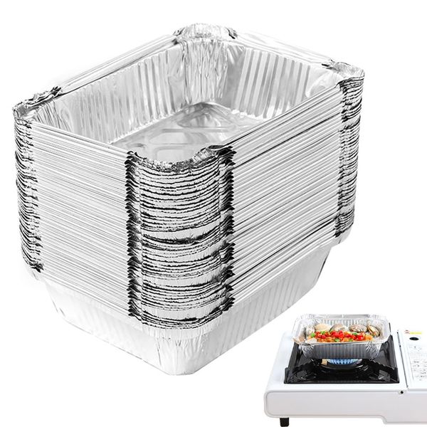 SXCCNW Aluminium Foil Trays, 50 PCS Disposable Aluminium Foil Trays ContainersF, Aluminum Foil Trays for Baking, Cooking, Storing and Freezing BBQ 600 ml 17 x 13 x 5 cm