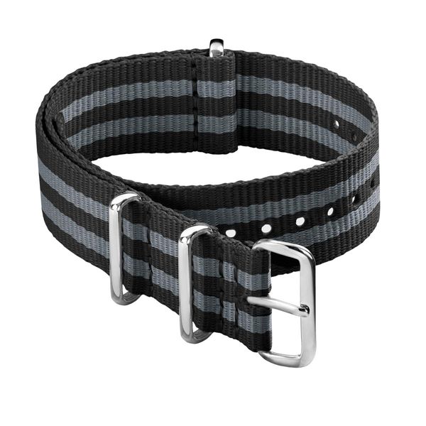 Archer Watch Straps - Klassische NATO-Nylon-Armbänder - Uhrenarmband (Schwarz/Grau, 20mm)