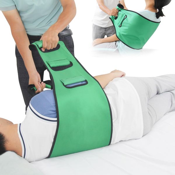 Leetye Mei Transfer Sling for Seniors,Widened Back Curve Design Transfer Belt for Movement,Transfer Boards for Bedridden Patient, Bed Assist Handle, Back Lift Belt for Patient Care (Green)