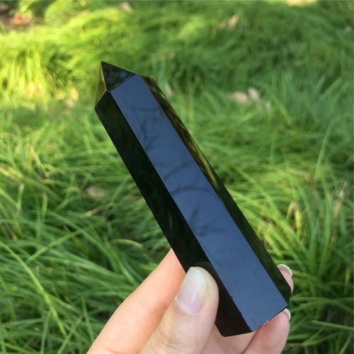 Zenkeeper 1PC Large Black Obsidian Crystal Points, Obsidian Crystal Tower Wand for Office, Home, Meditation, Chakra