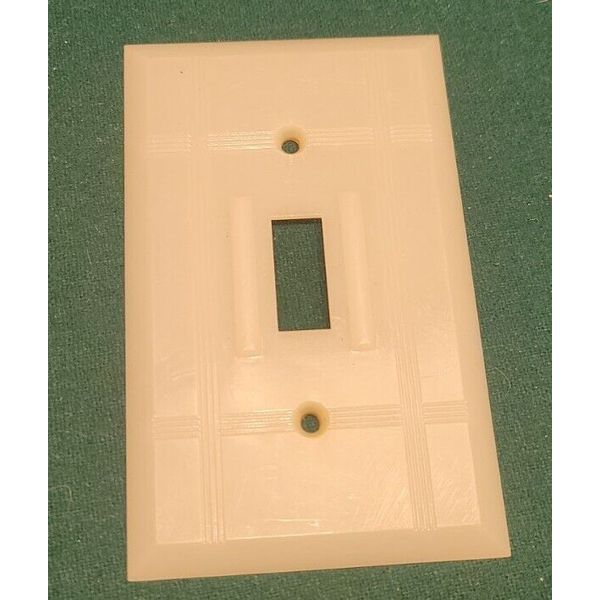 Vintage Clear White Ribbed Light Switch Covers Art Deco Design Mid Century